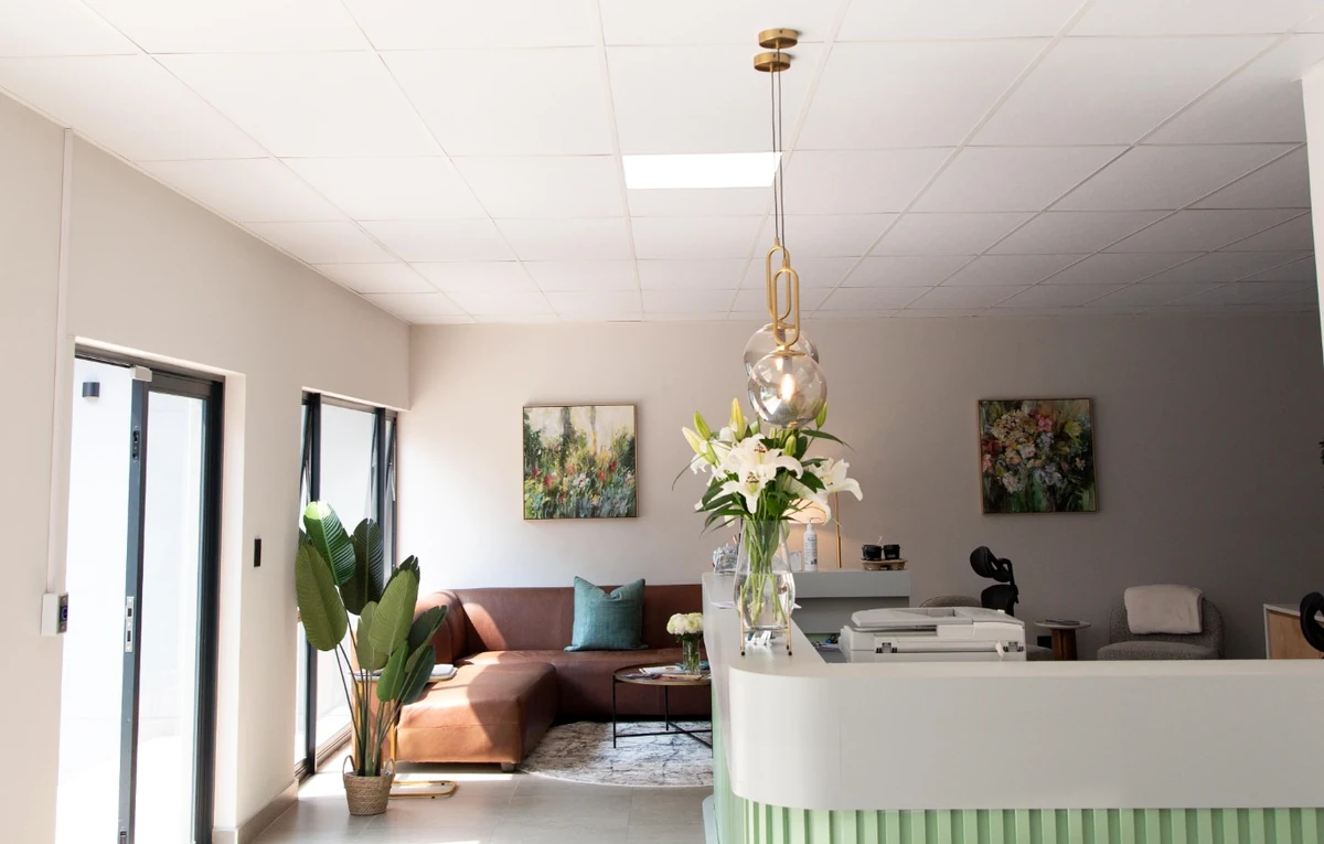 Warm reception and waiting area inside MedCentre Waterkloof
