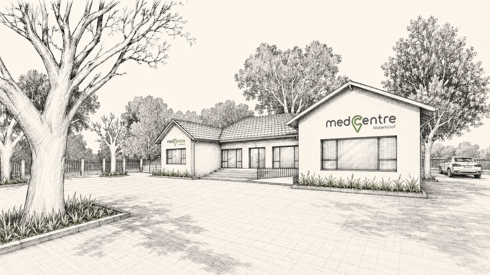 Architectural illustration of MedCentre Waterkloof clinical-suite environment
